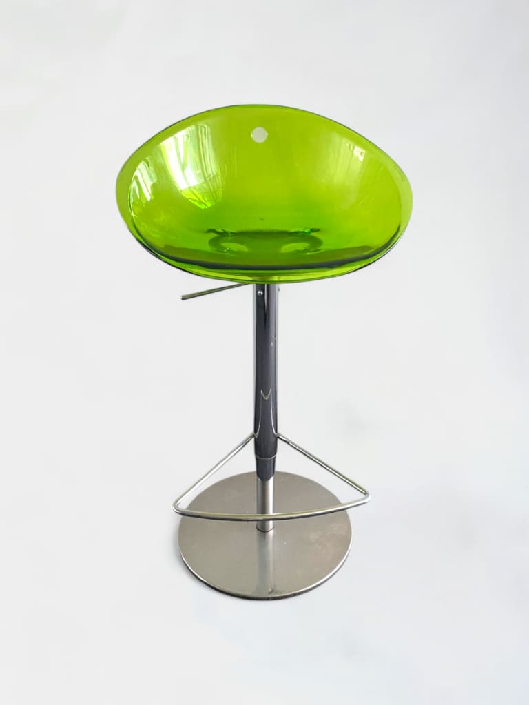 Pedrali Lime Green Acrylic Bar Stool with Adjustable Chrome Base product image 1