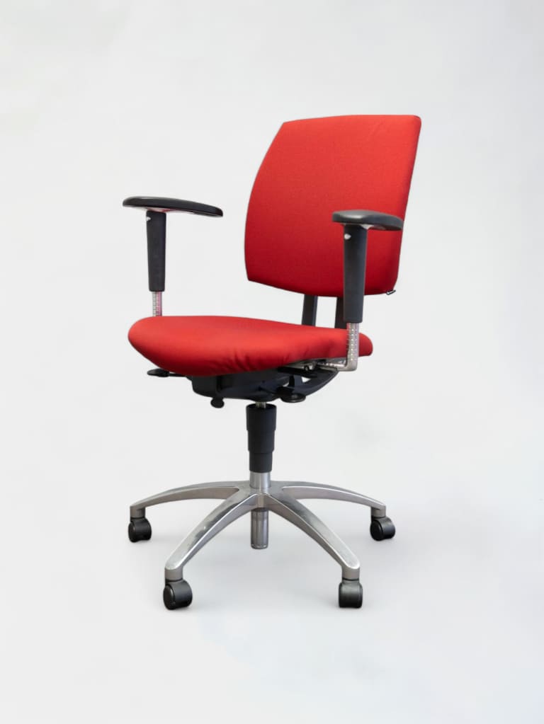 Chaise de bureau ergonomique rouge Drabert sur roulettes product image 1