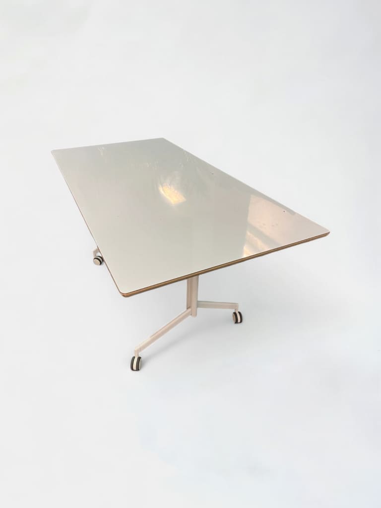 160cm White glassy foldable table on wheels product image 1
