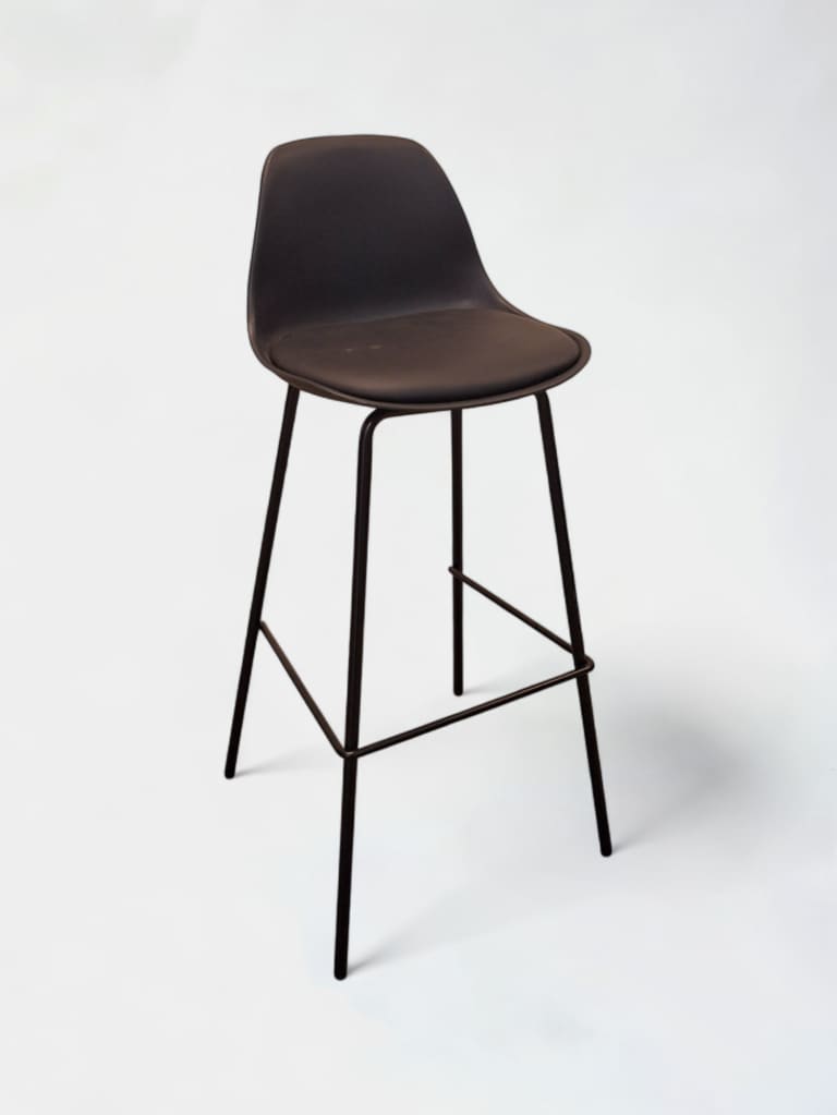 Chaise haute noire avec assise en cuir product image 1