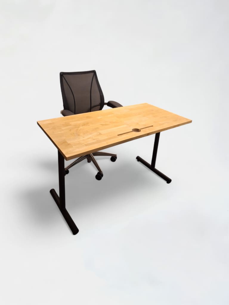 Bureau en bois avec top access et pieds en T en acier noir product image 1