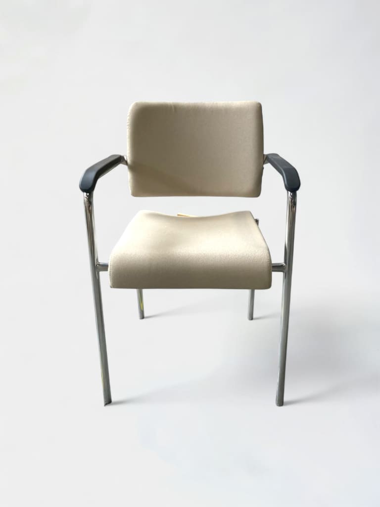 DROMEAS Porto model beige Visitor chair with black armrests product image 1