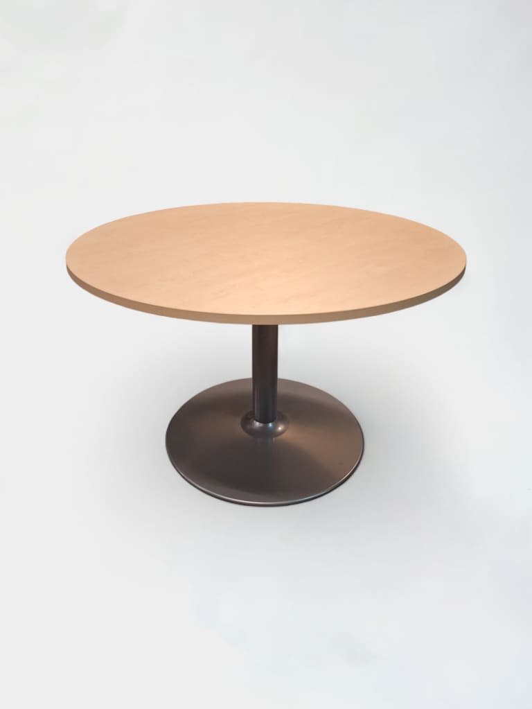 Table ronde en bois stratifié beige avec pied gris product image 1
