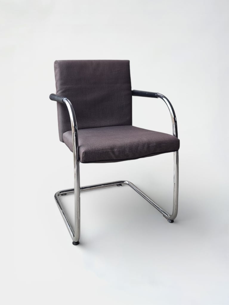 Vitra Visavis Visasoft Grey Fabric Chair with Chrome Frame by Antonio Citterio product image 1