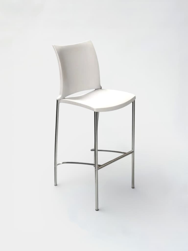 Kusch+Co Chaise de bar haute blanche avec structure chromée et repose-pieds product image 1