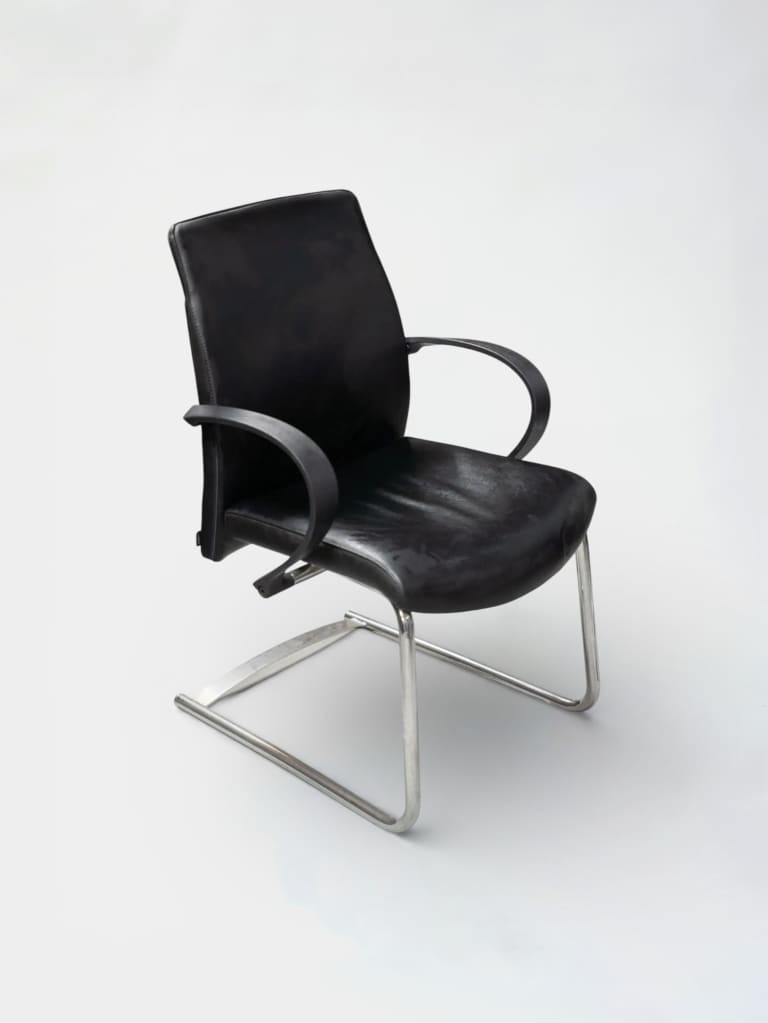 Drabert Black leather chair on steel legs product image 1