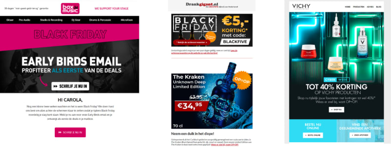 Black Friday E-mail Marketing Voorbeelden