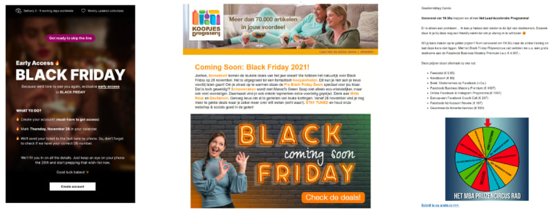 Black Friday E-mail Marketing Voorbeelden