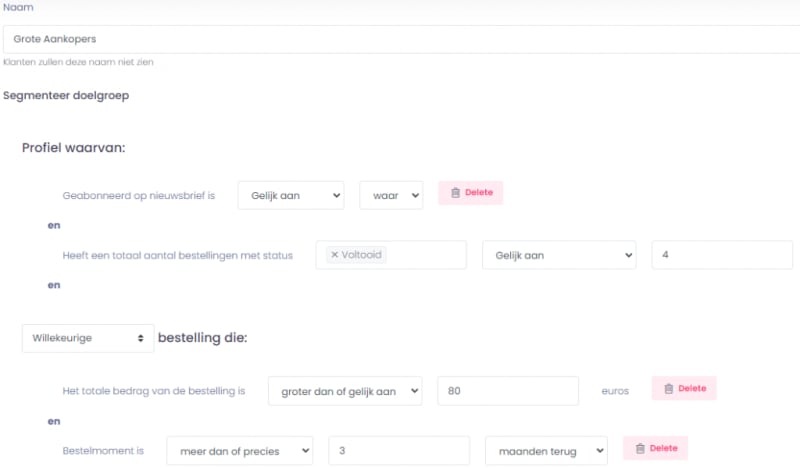 Segmenten grote aankopers email marketing
