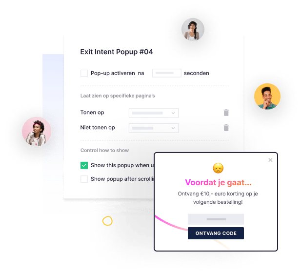 Exit pop-up met incentive
