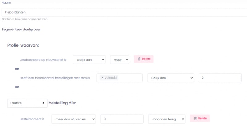 Segmenten risico klanten email marketing