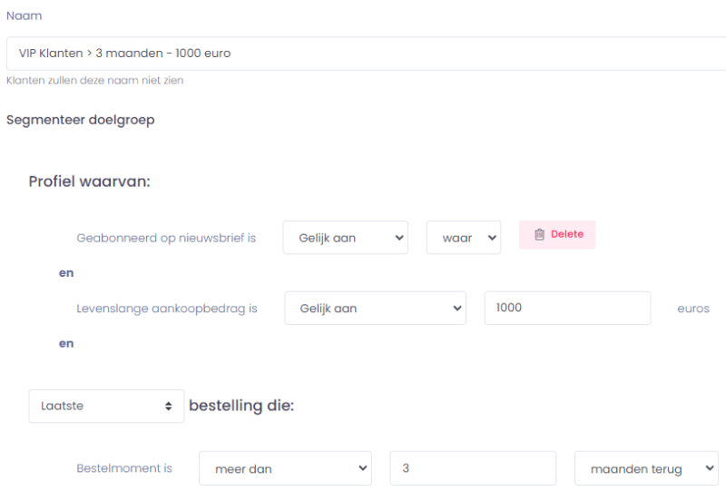Segmenten VIP klanten email marketing
