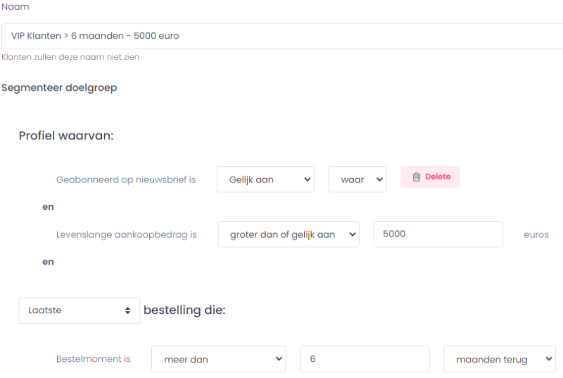 Segmenten VIP klanten email marketing