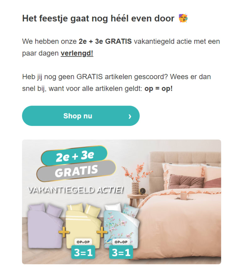Dekbeddiscounter voorbeeld email