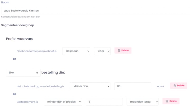 Lage bestelwaarde segment ecommerce