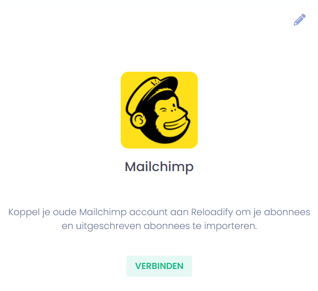 MailChimp verbinden met Reloadify