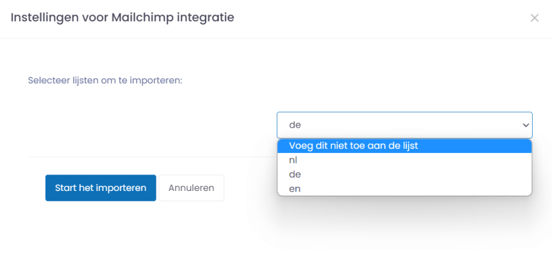 Mailchimp migratie contacten