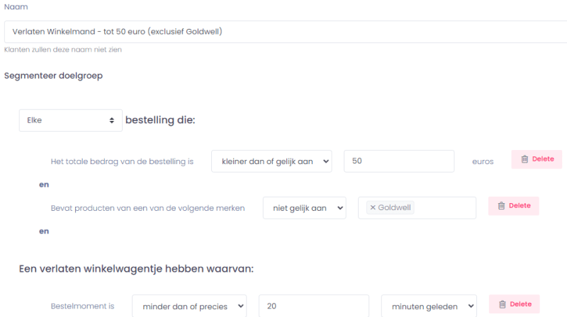 Verlaten winkelmand segment marketing
