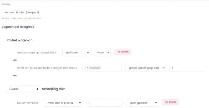 Segmenten verloren klanten email marketing