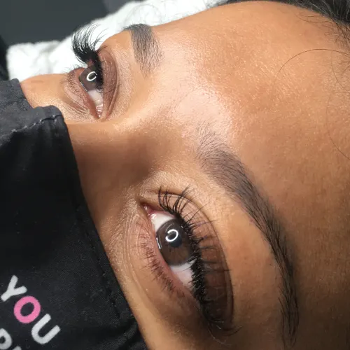 Extreme close up of womens eyelashes