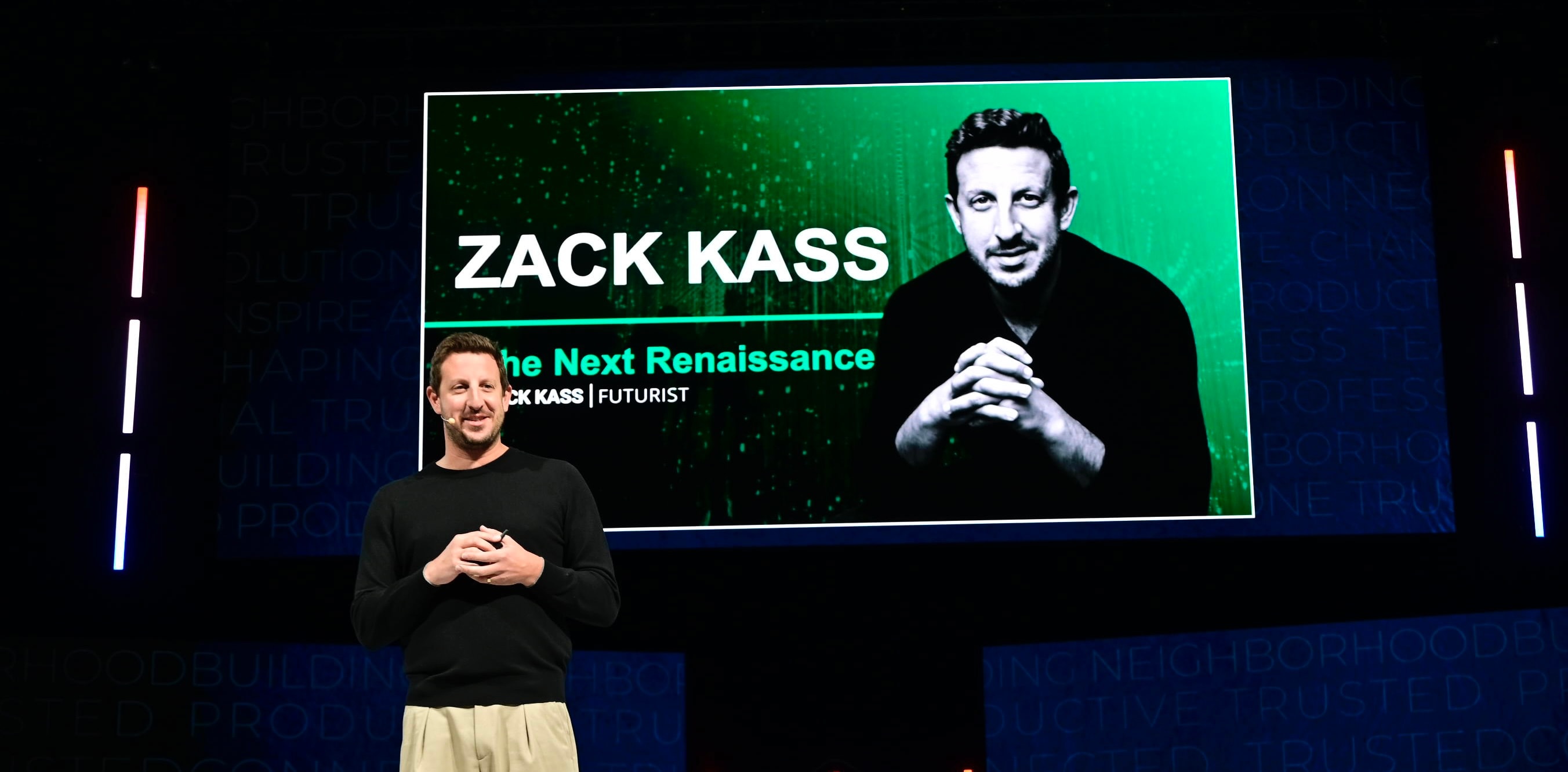 Zack Kass onstage during the Super Session of the 2025 RE/MAX R4
