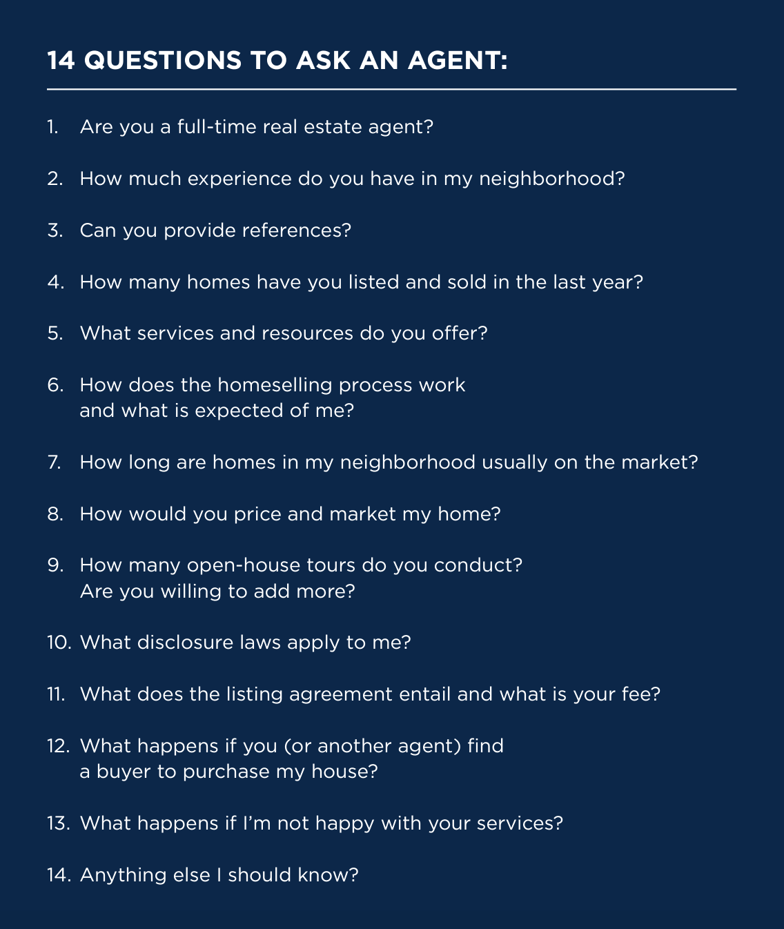 Questions to ask a real estate agent
