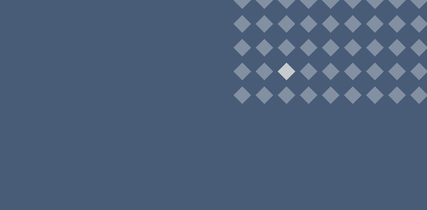 Blueish grey background with pale diamonds in the top right corner