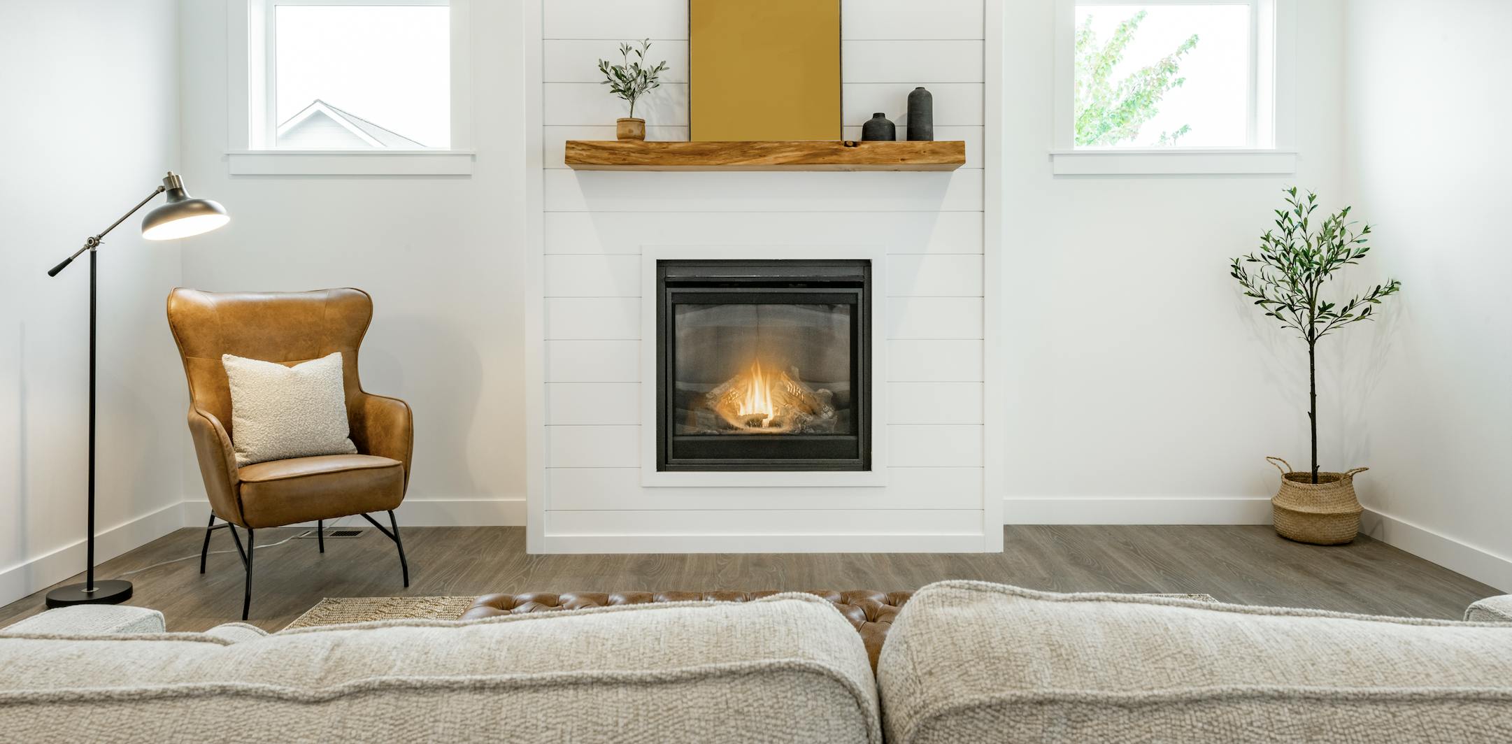 Gas fireplace inside modern house
