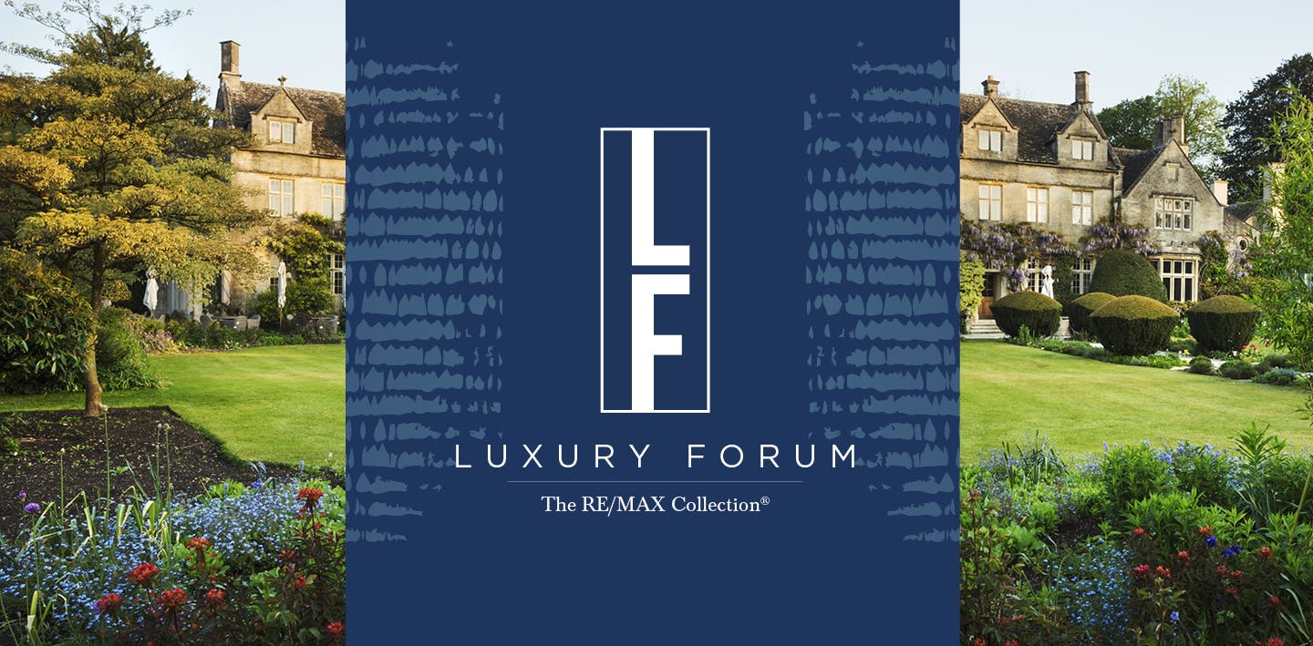 The RE/MAX Collection Luxury Forum logo with a large estate behind it