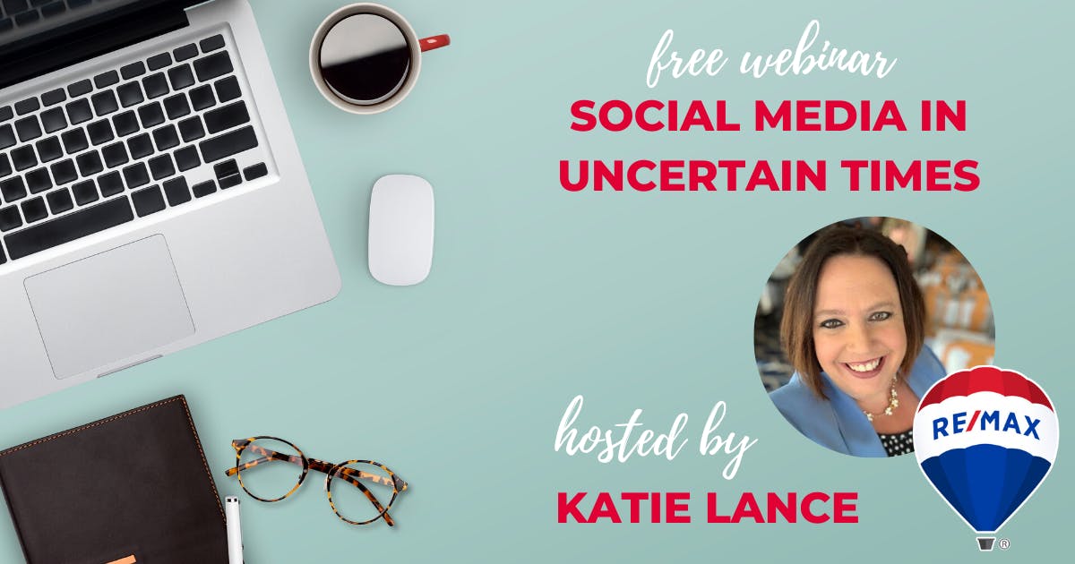 Free webinar: Social Media in Uncertain Times hosted by Katie Lance flyer
