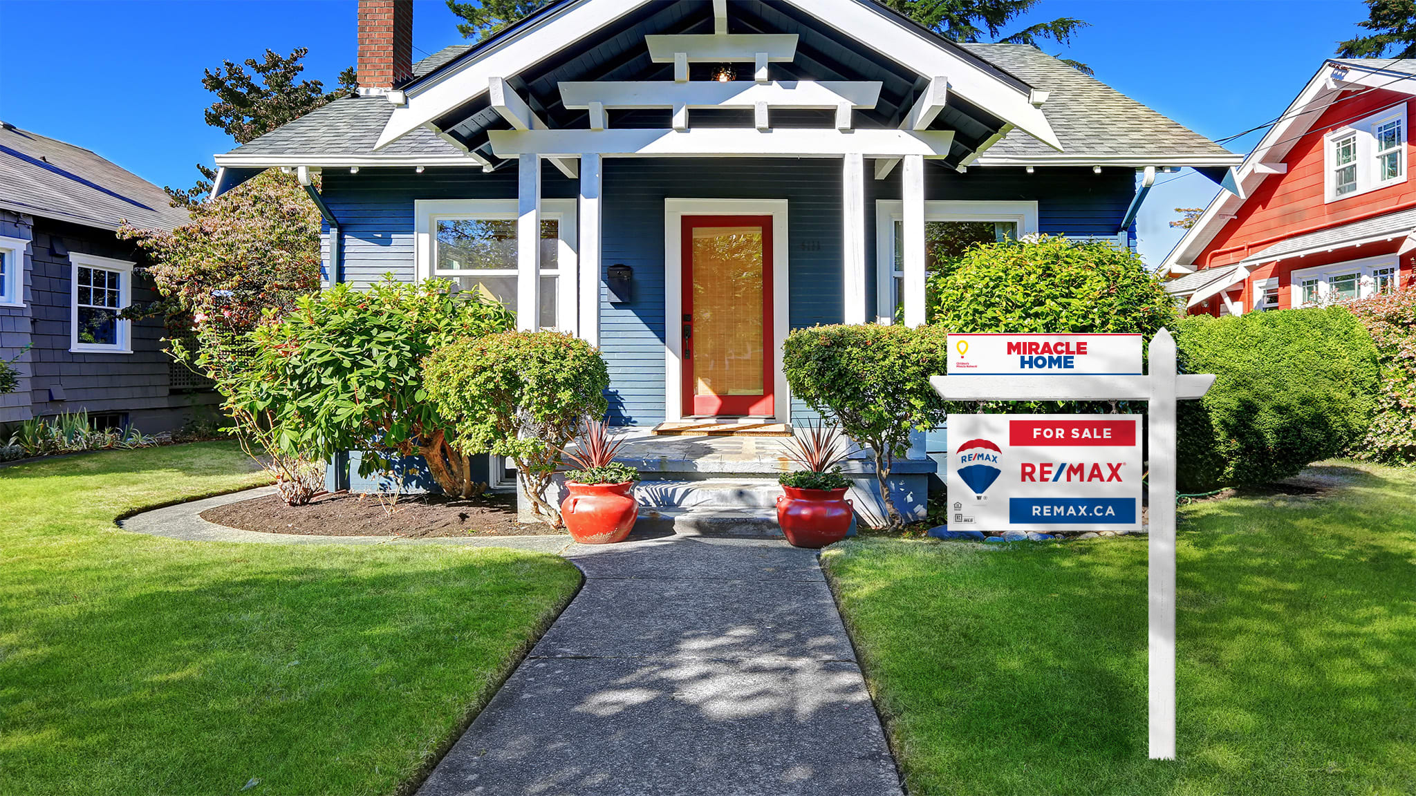 house with miracle home sign