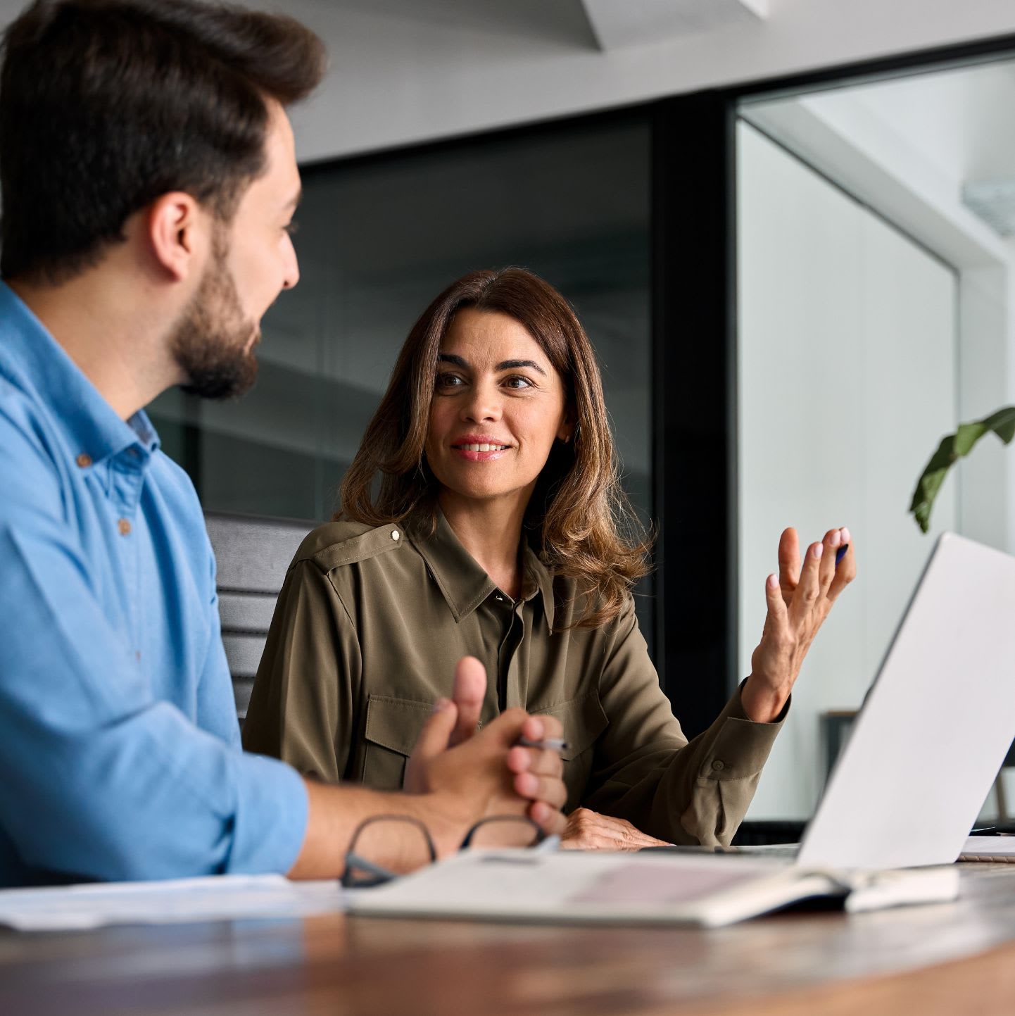 Woman with partner and laptop