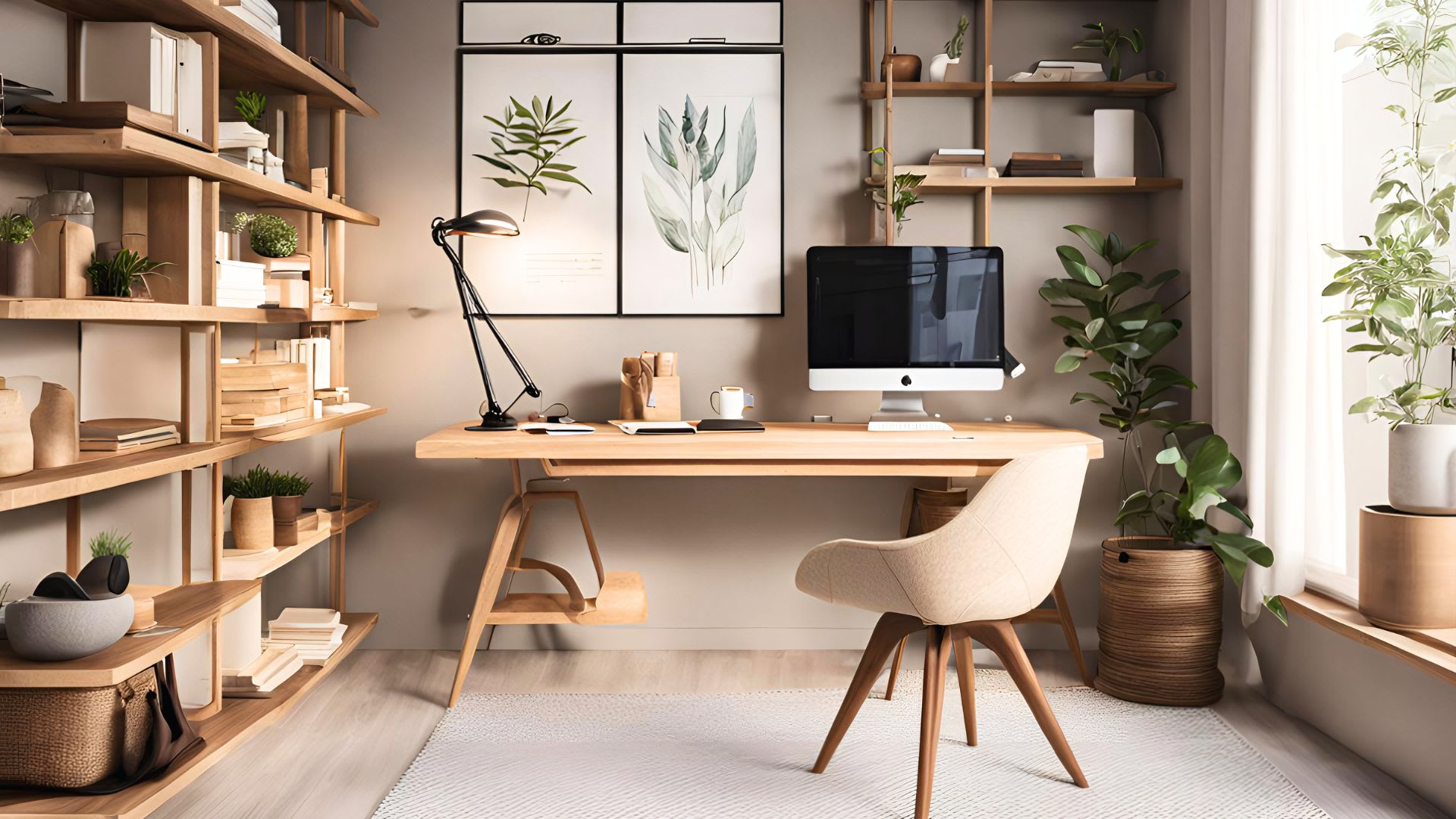 How to Create a Study Area over a home study with an arched window, desk and armchair