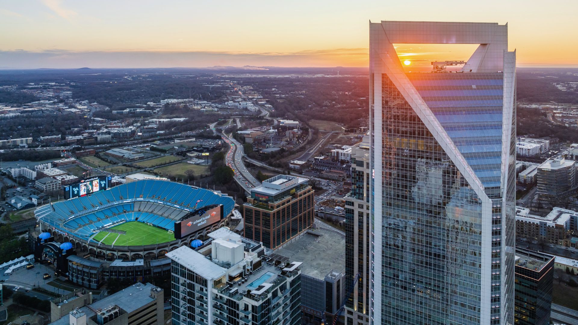 Aerial view of a sunny Sun Belt