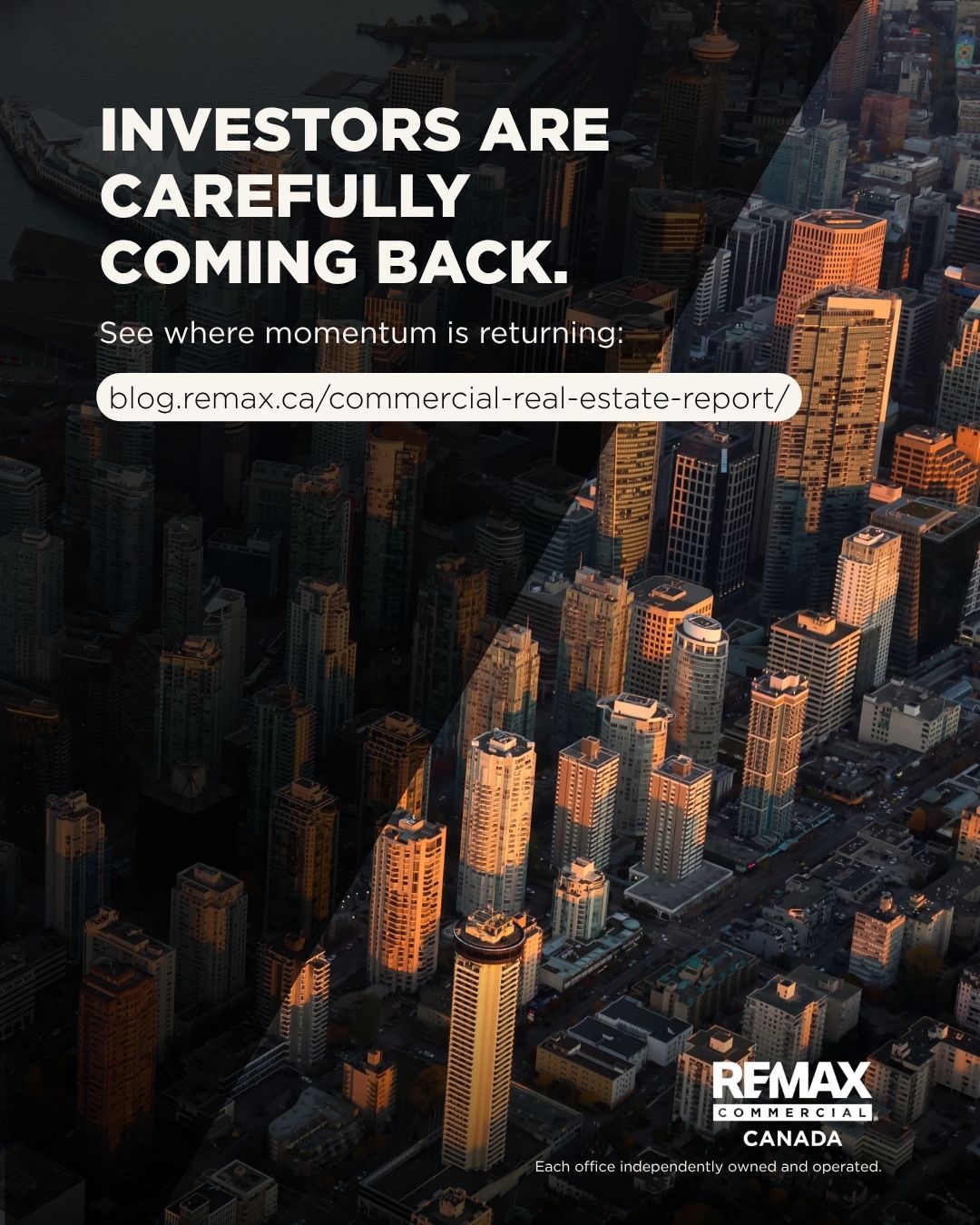 REMAX Canada commercial real estate report graphic showing Canadian commercial market trends