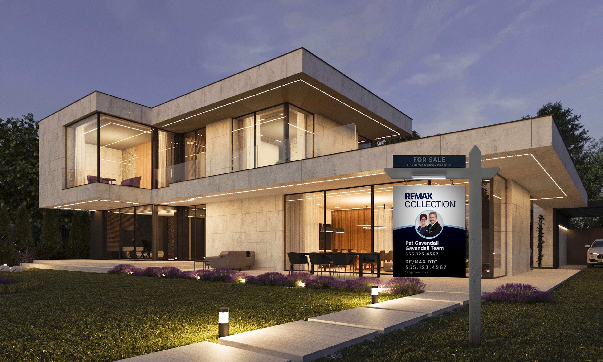 luxury house at night