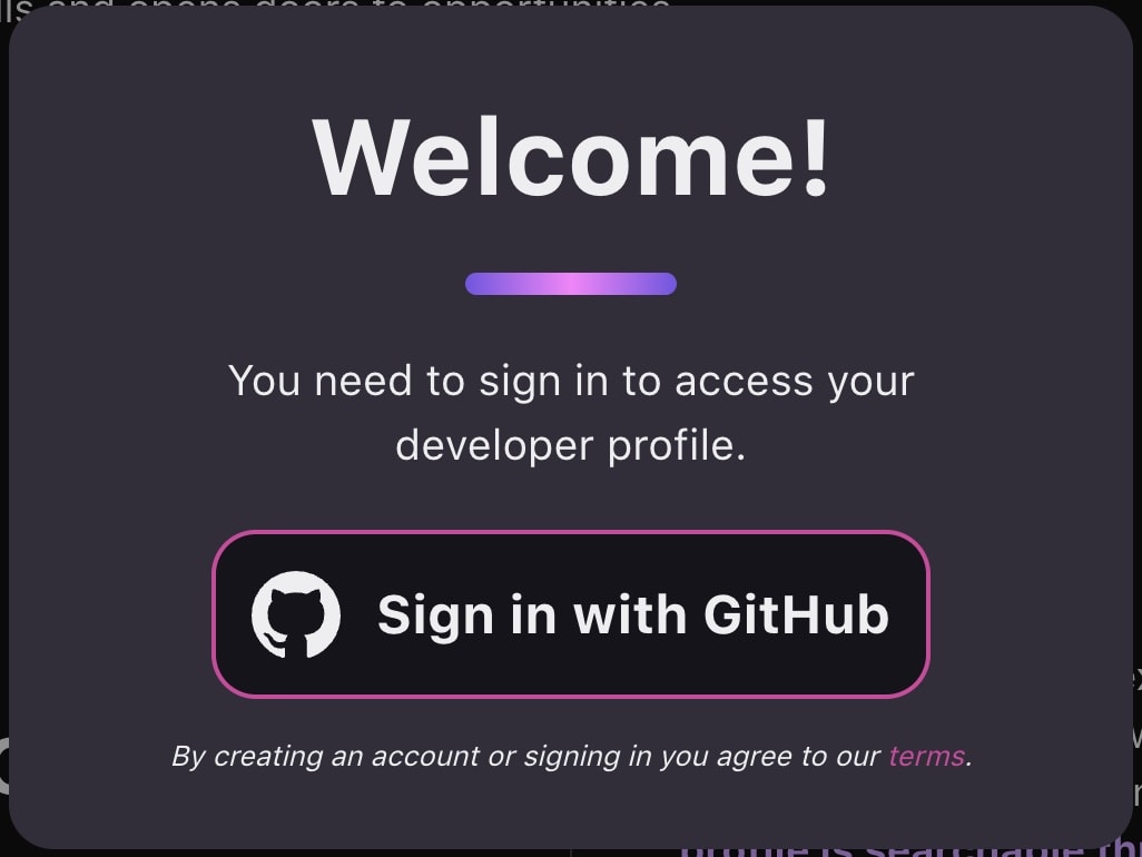 Sign in with github