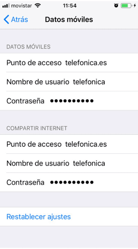 Configuración APN en iOS