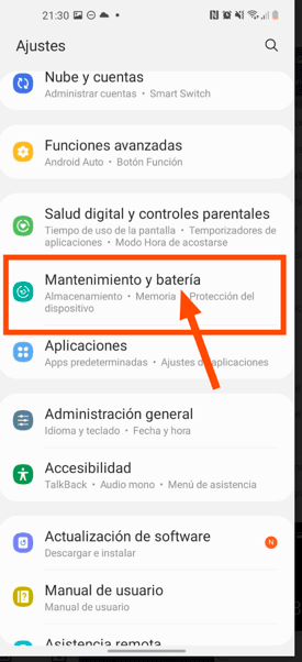 Ajustes de batería en mantenimiento y batería