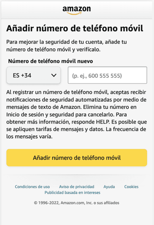 Podemos añadir un número de teléfono móvil