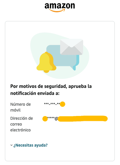 Aviso de notificacion cuenta de amazon