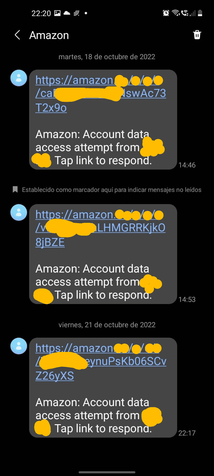 Formato del mensaje que recibirimes para ir al enlace de amazon