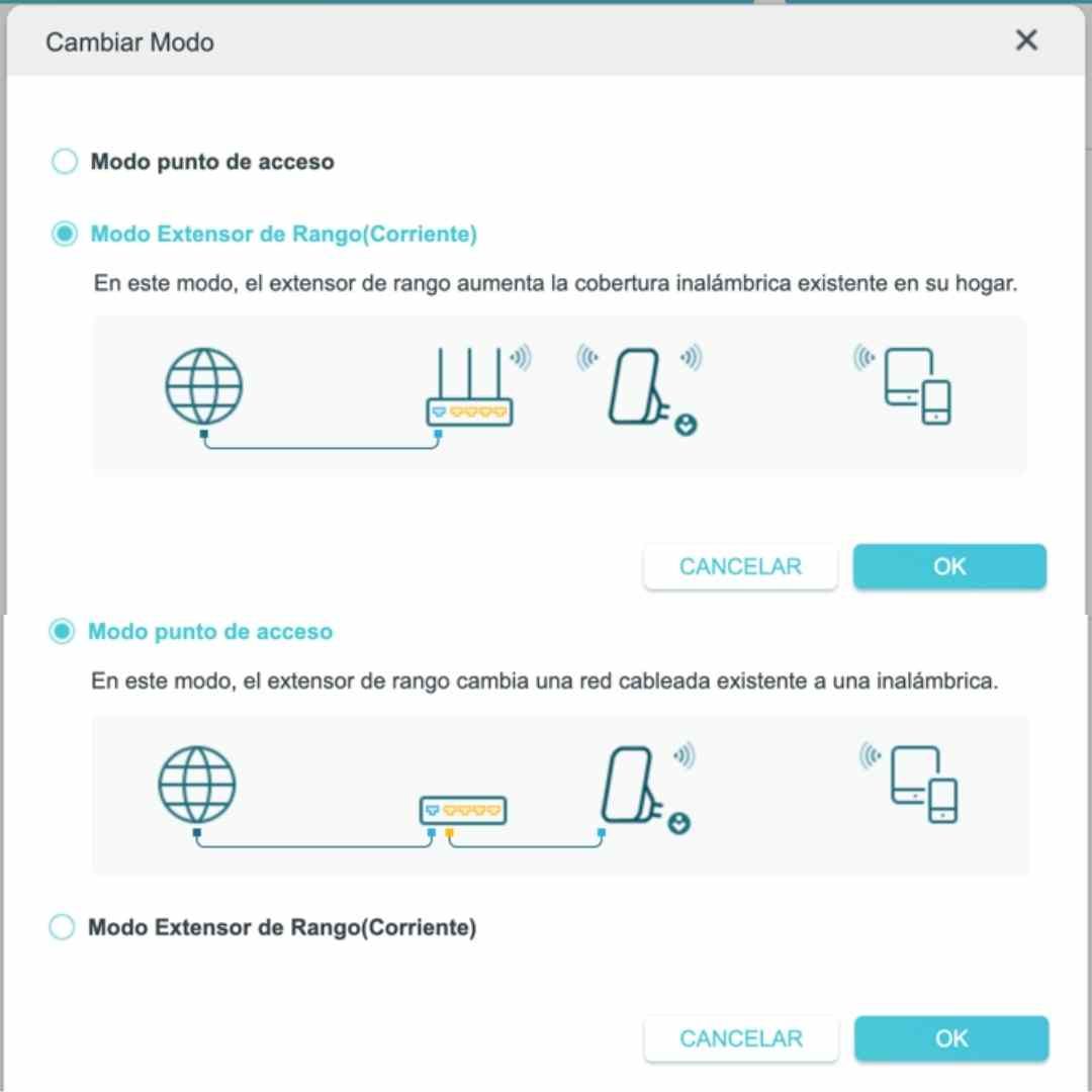 Modos de funcionamiento del TP LINK RE305