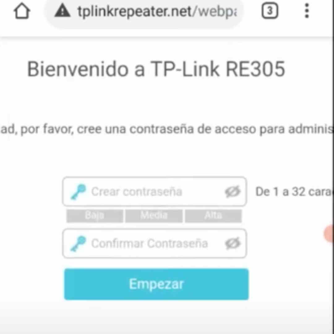 Página inicial de configuración por web de TP LINK REPEATER 305