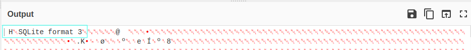 Cropped screenshot of a CyberChef recipe output with the text SQLite format 3 visible from another PNG payload.
