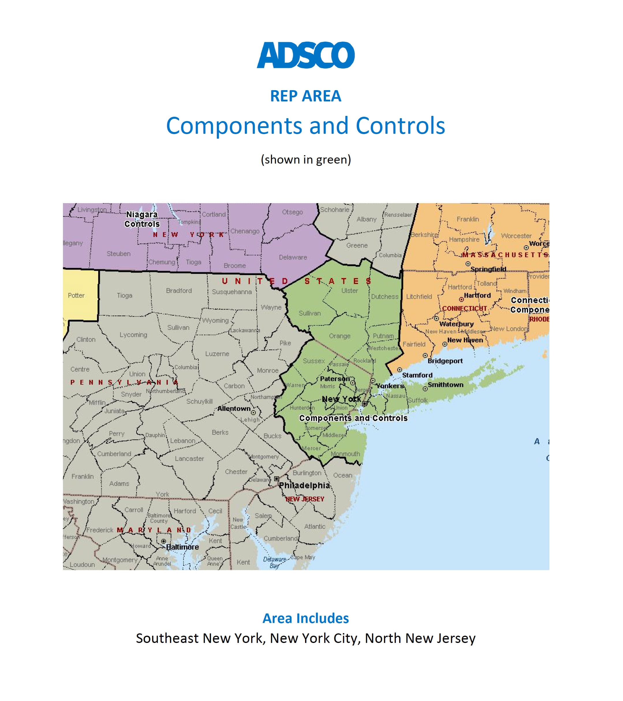 adsco new york and new jersey rep map