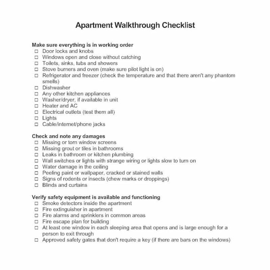 First Apartment Checklist For New Renters