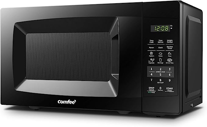 COMFEE' Retro Small Microwave Oven With Compact Size, 9 Preset Menus,  Position-Memory Turntable, Mute Function, Countertop Perfect For Spaces,  0.7 Cu