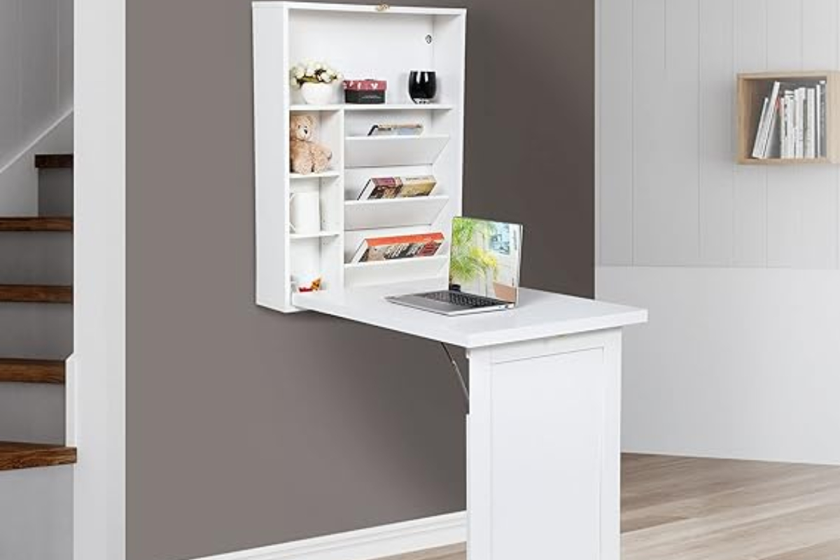 Wlive wall mounted floating desk with storage deals