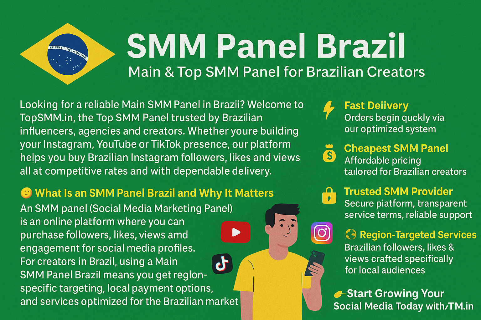SMM Panel Brazil | Grow Your Social Media Reach with TopSMM.in